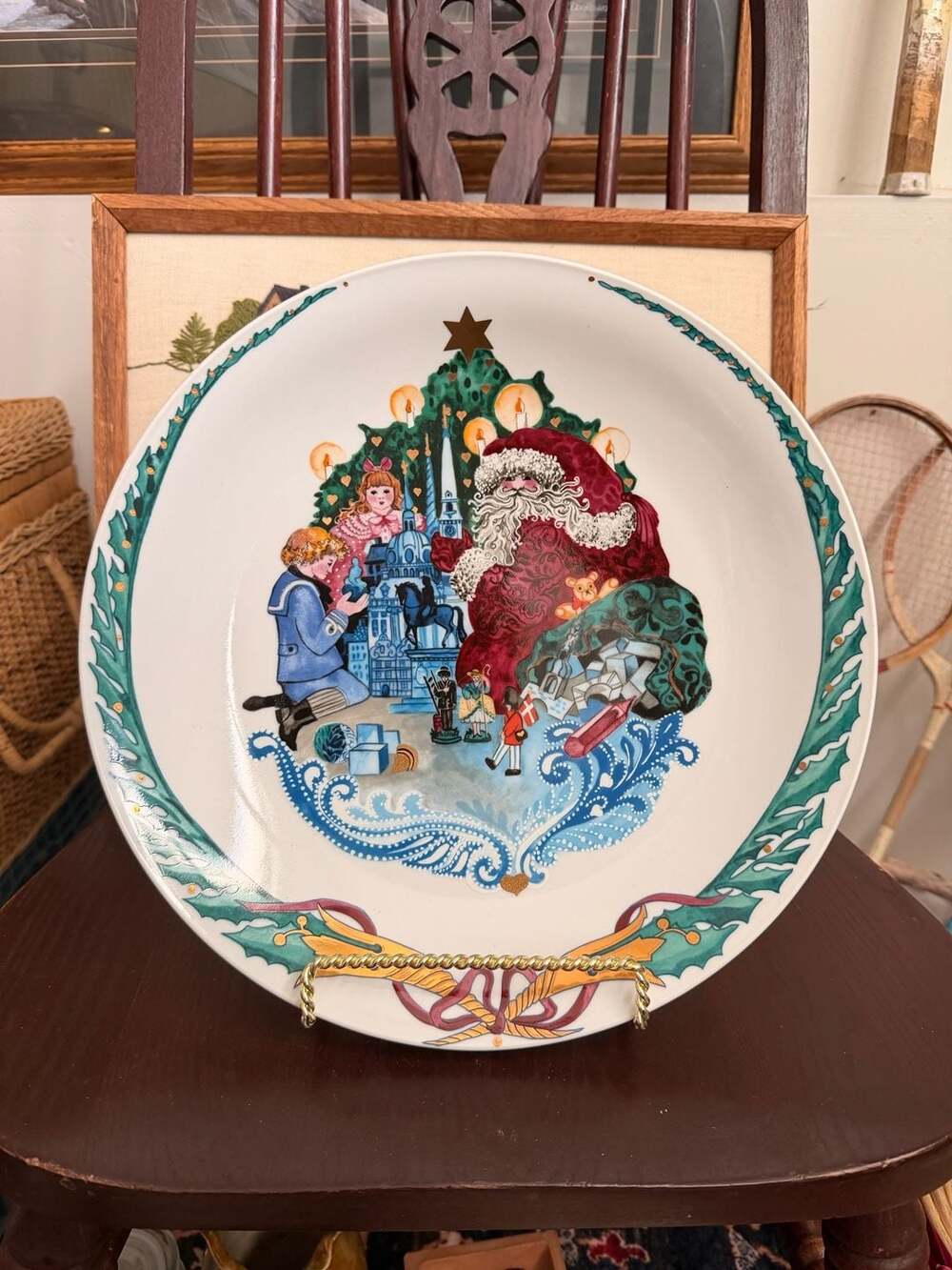 Large Christmas Plate Shallow Bowl Dish Royal Copenhagen Jingle Bells